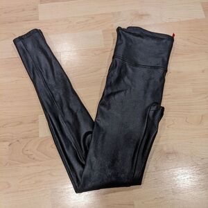 Spanx Faux Leather Leggings Medium Black 2437T Stretch Slimming Festival